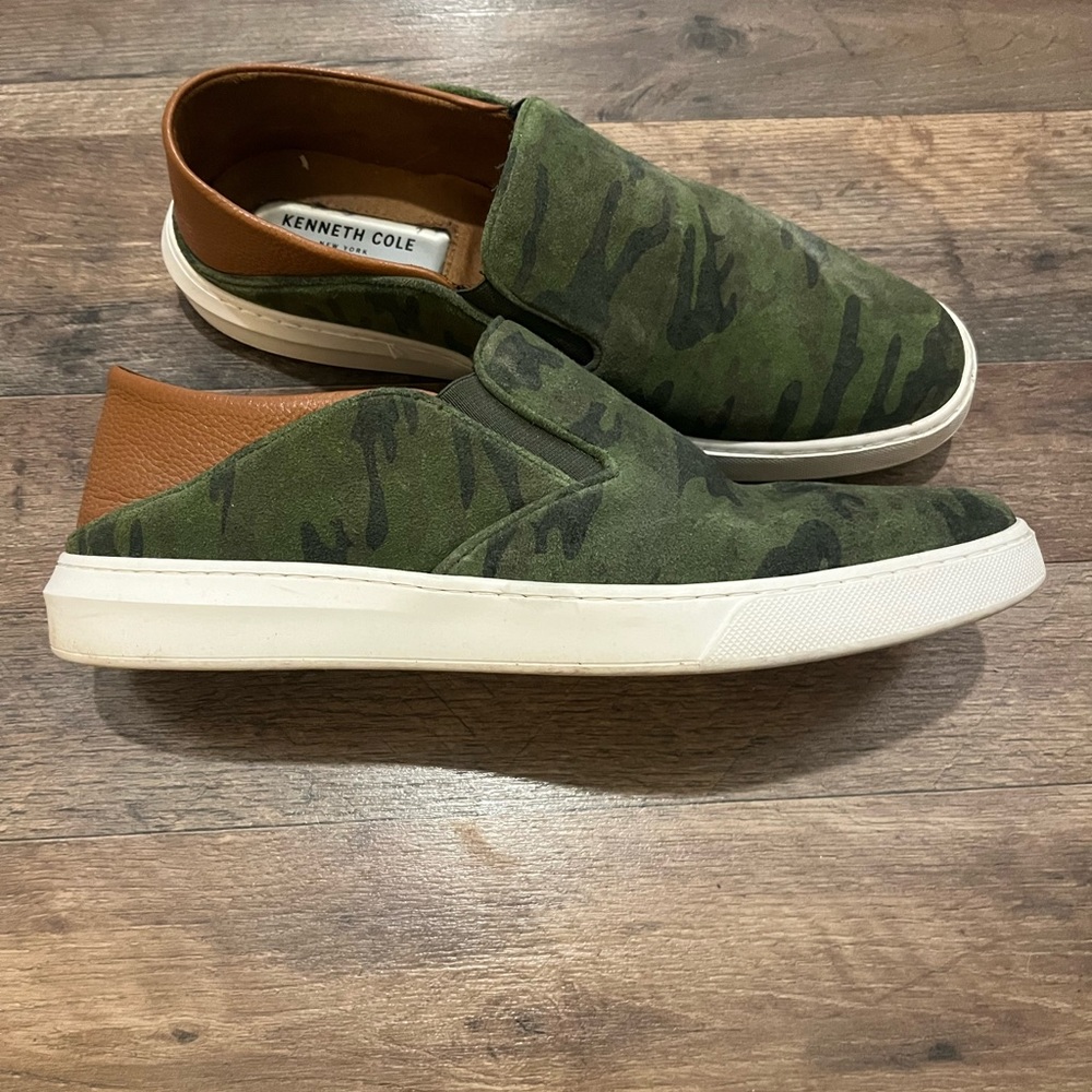 Kenneth Cole canvas slip on loafers.